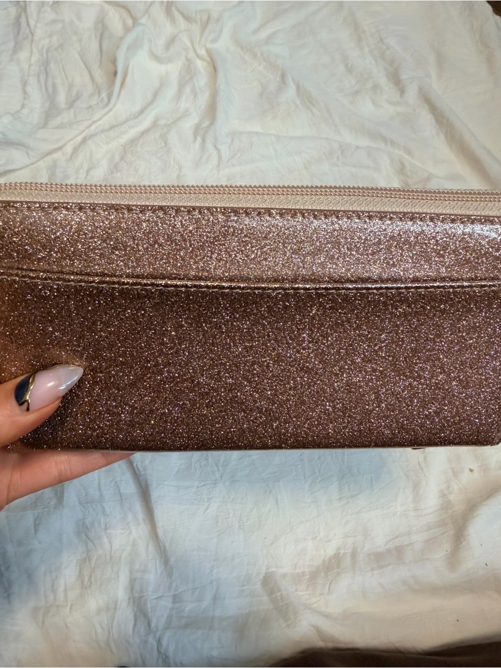 kate spade glitter wallet in rose gold sparkle - Picture 2 of 7